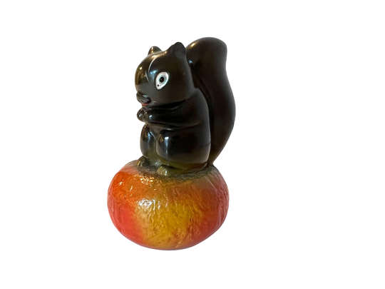 Vintage Squirrel Pencil Sharpener~ Cute On An Orange~ Never Used~ Kitsch Woodland Office Decor