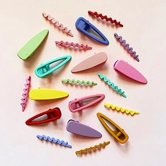 New Colorful Color Pop Wavy Bobby Pins Neon Hair Chip Bag Clips | Women's Girl's Trendy Fashion Accessories | 6 Colors Sets Available