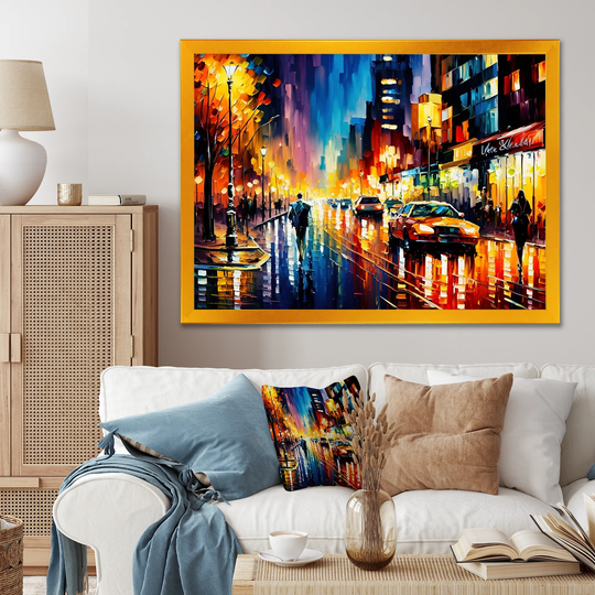 Designart 'Colorful Manhattan Time Square II' Cityscapes Framed Art Print