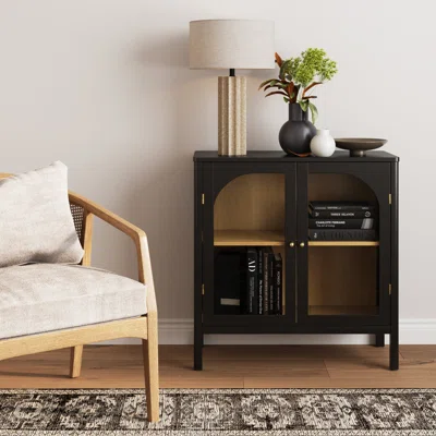 Sideboard Buffet With Glass Doors And Adjustable Shelves