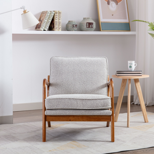Wood Frame Armchair, Modern Accent Chair Lounge Chair for Living Room