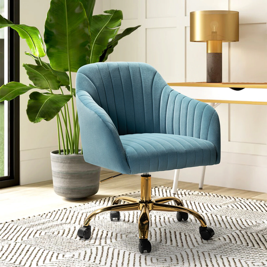 HULALA HOME Modern Upholstered Adjustable Swivel Office Chair