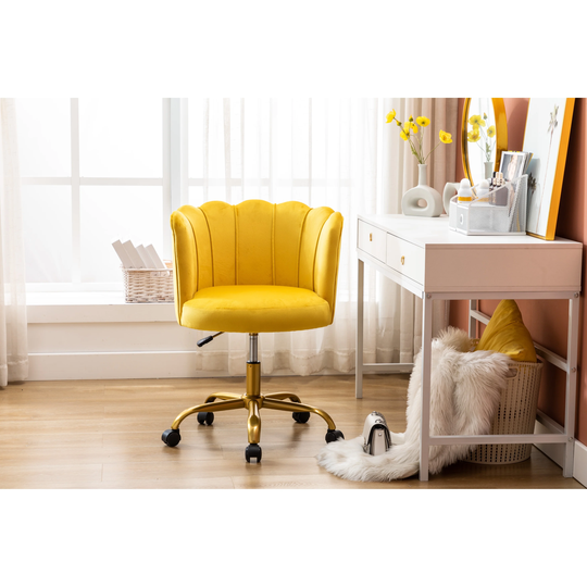 CTEX Height-Adjustable Velvet Fabric Swivel Leisure Office Chair with 5 Casters and Metal Leg