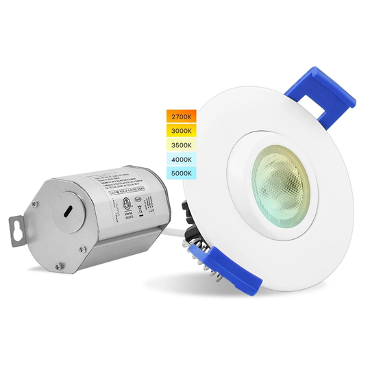 Luxrite 2" Gimbal LED Recessed Light J-Box 5W 5 Color Selectable Dimmable 400 Lumens Damp Rated IC Rated