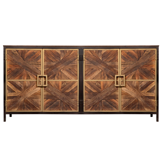 Harp & Finial Athens Reclaimed Walnut with Black and Gold Sideboard