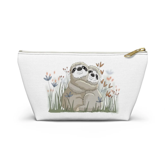 Sloth Zipper Pouch, Hug Bag, Gift, Makeup Pencil Travel Organizer | 2 Sizes