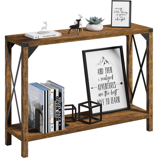 Entryway Table, 43 Inch Farmhouse Console Table, 2-Tier Wood Sofa Table Furniture for Foyer