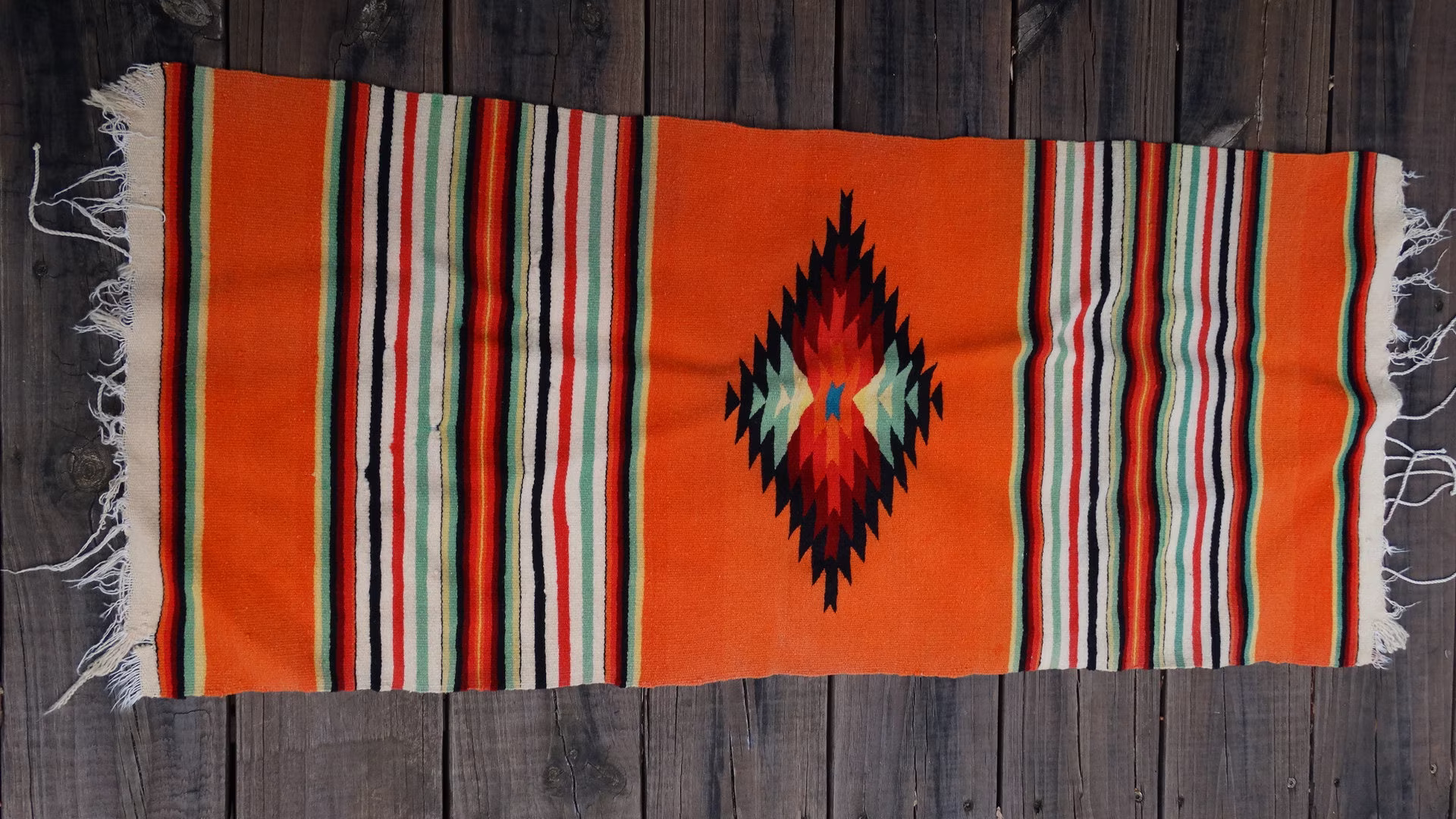 Vintage Wool Southwestern Style Table Runner Small Rug Decor Western