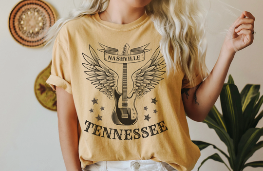 Nashville Tennessee Comfort Colors Western Graphic Tee Guitar Shirt Country Music Cute Shirts