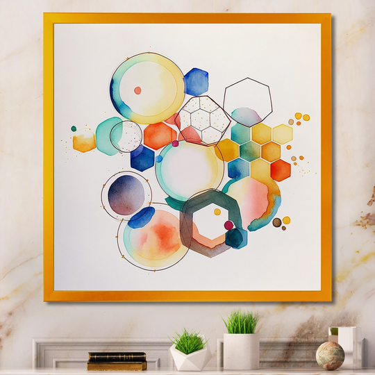 Designart 'Multi-Color Circular Abstract IV' Modern Framed Art Print