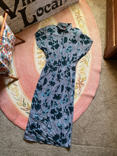Adorable 1980's Vintage Floral Pencil Skirt Dress Women Size Xsmall