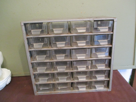 storage Organizer 24 Drawer Metal Gray Vintage