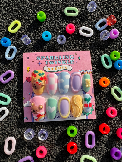 Sparklingtwinkle Cute Handmade Press On Nails