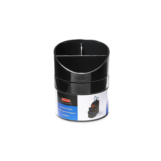 Rubbermaid 6-Compartment Black Plastic Pen Cup - 5.75" x 4.5" x 4.5"