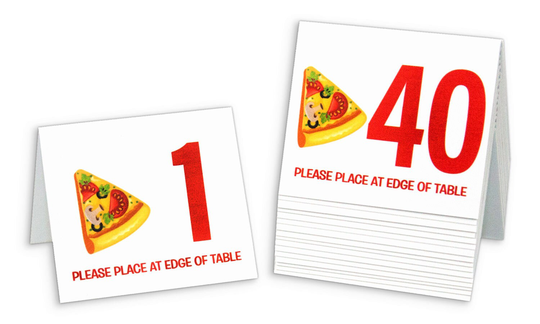 Plastic Table Numbers 1-100, "Pizza" Tent Style Numbers, Free Shipping