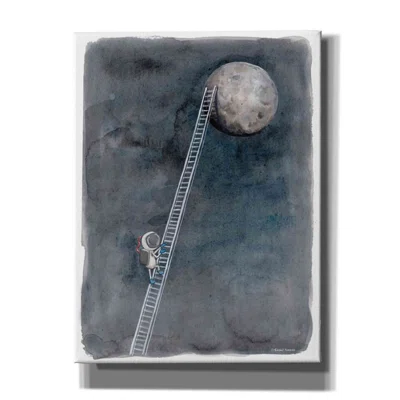 Ladder to the Moon by Rachel Nieman - Wrapped Canvas Painting