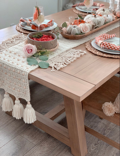 Table Runner, Crotchet Runner, Farmhouse Table, Rustic Runner