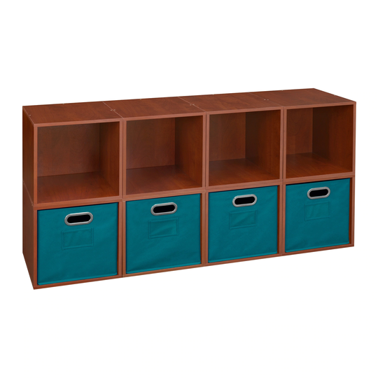 Noble Connect Storage Set - 8 Cubes and 4 Canvas Bins- Cherry/Teal