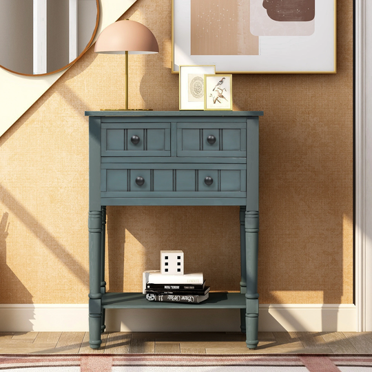 Narrow Console Table with Three Storage Drawers