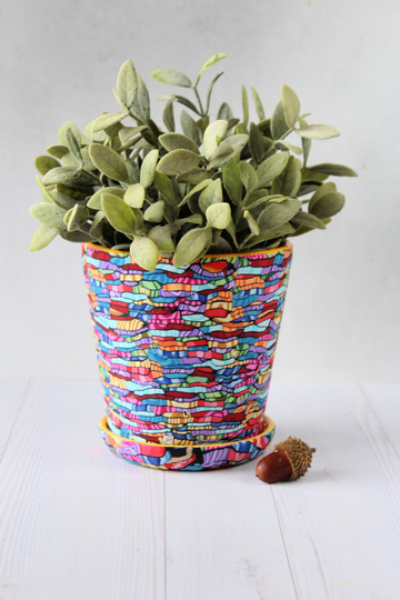 Colorful Indoor Pot For Plants With A Drainage Coaster