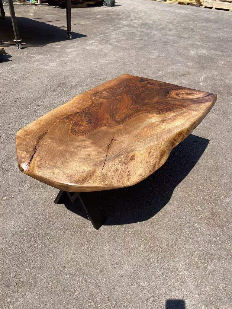 Live Edge Coffee Table, Walnut Center Farmhouse Solid Wood İndustrial