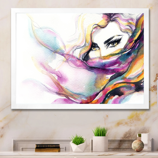 Designart 'Stylish Fashionista In Vibrant Colors XIII' Glam Framed Wall Decor