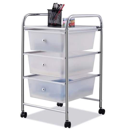 Costway 3 Drawers Metal Rolling Storage Cart Scrapbook Supply & Paper