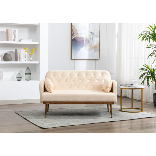Velvet sofa with metal feet