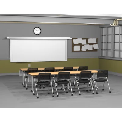8 Person Training Meeting Seminar Tables withModesty Panels and 8 Chairs Complete Set