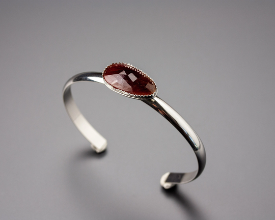 Faceted Red Sapphire in Sterling & Fine Silver | Sterling Jewelry With Faceted Red-Orange Choose Cuff Or Ring