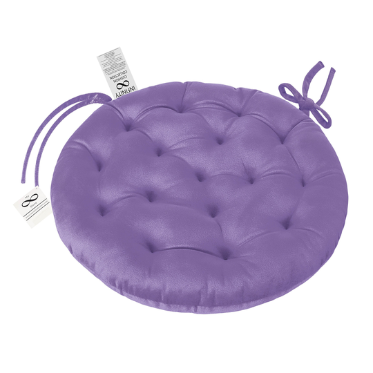 Infinity Collection Purple 16 Inch Round Chair Pad/Cushion Tie Backs Reversible Tufted Plush For Kitchen Bar Stool Dining Room