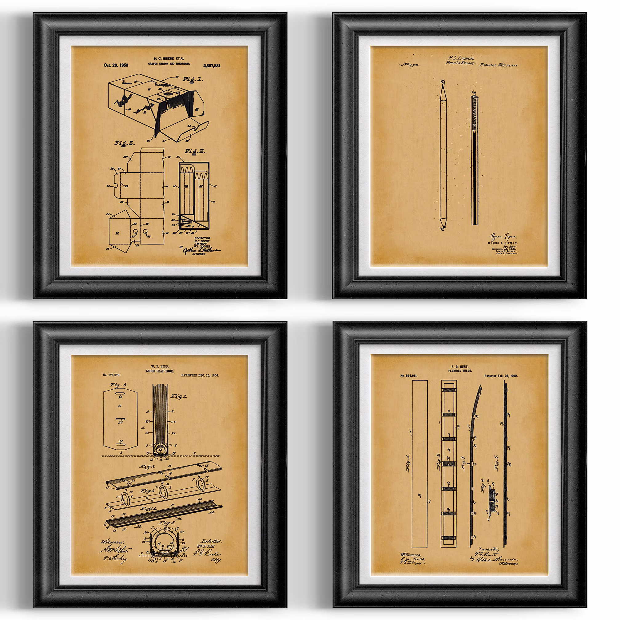 Homeschool Vintage School Poster Back To Set Of 4 Prints Classroom Posters Binder Toddler Crayons Pencil Patent
