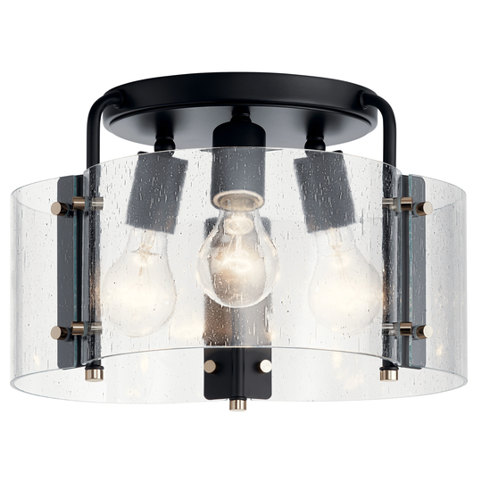 Kichler Lighting Thoreau 3-Light Semi Flush Mount Ceiling Light Black