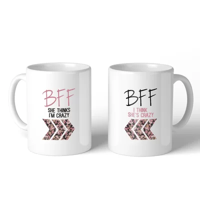 Cunnapakkam BFF Floral Crazy BFF 2 Piece Coffee Mug Set