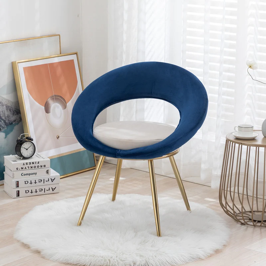 Orange Velvet Modern accent Chair With Gold Plated Legs