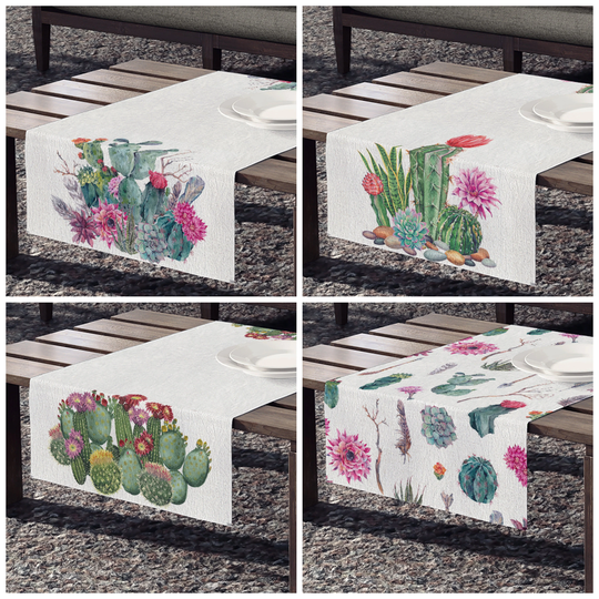 Cactus Table Runner, Succulent Table Runner, Outdoor Desert Plant Lover Gift Decor, Green Runner