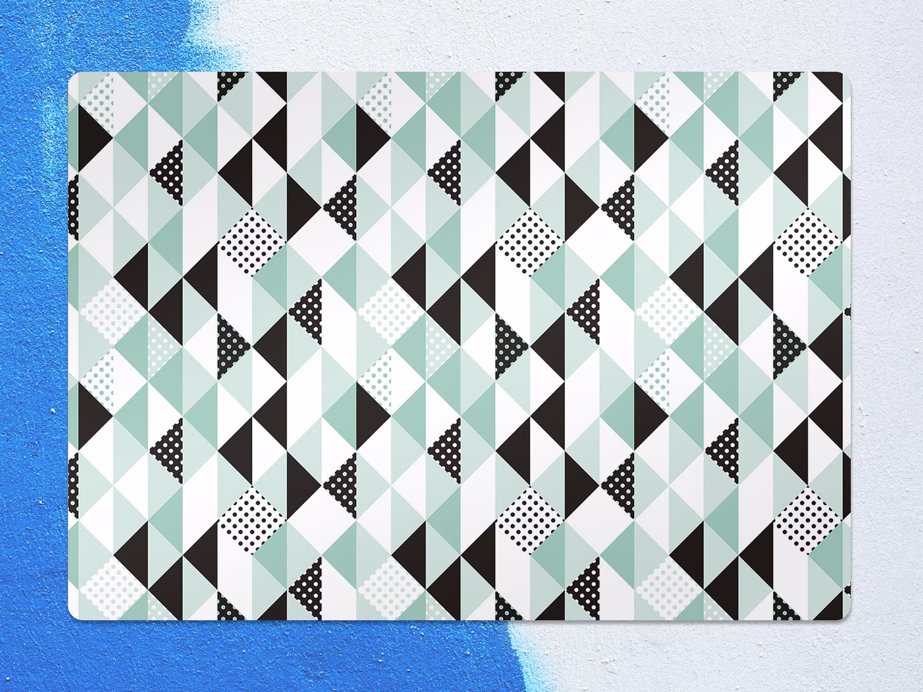 Modern Minimal Chair Mat, Blue Splat Black Vinyl Floor Geometric Protective Pvc Decorative Gift Idea, Game Room Rug
