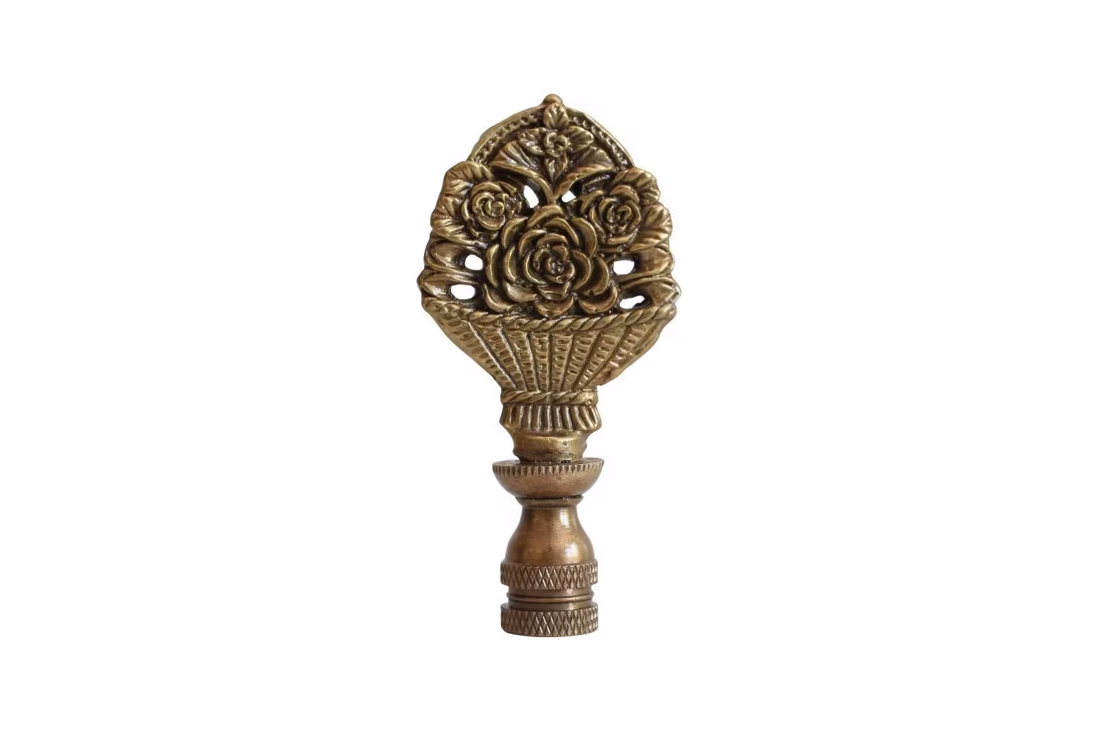 Brass Flower Basket Table Lamp Finial 3"