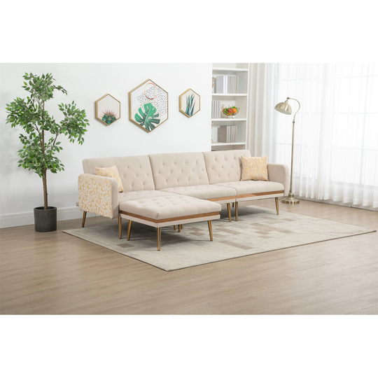 Accent Sofa Sectional Sofa Metal legs for Living Room Sofa Beige