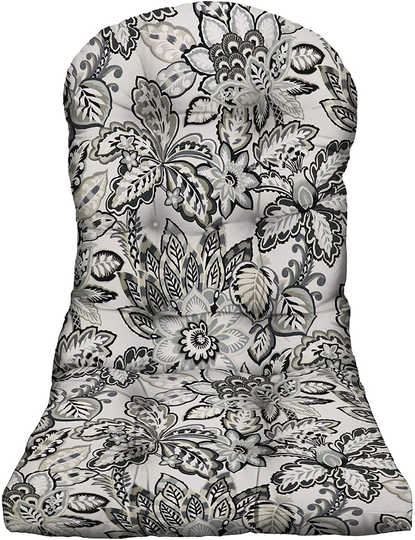 Rsh Decor Tufted Adirondack Chair Cushion Outdoor, Copeland Noir Black Gray Jacobean Floral