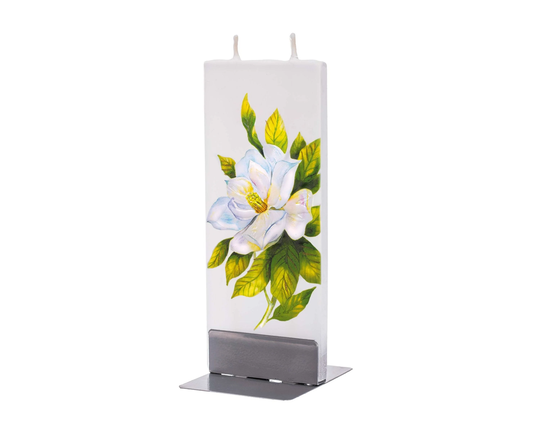 Hand Painted Flat Candle | Magnolia Small Unique Gift Spring Floral Shelf Décor