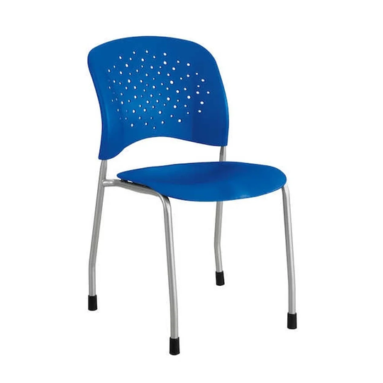 Safco Reve Straight Leg Guest Chair with Round Back and Glides, Blue - 2 Pack