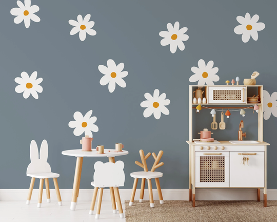 Daisy Wall Decals - Flower Stickers, Nursery Decor, Kids Room Art, Set Of 10 Wall Art Kit Wb052