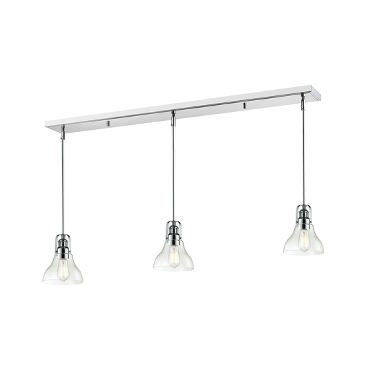 Avery Home Lighting Chrome Finish with Clear Shade - Steel 3-light Island/Billiard Light - Chrome Finish - Chrome Finish