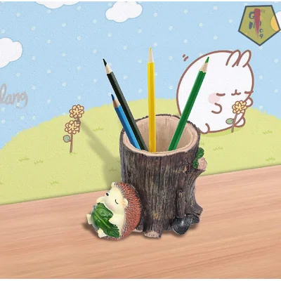 Desk Supplies Organizer, Cute Hedgehog Pen Pencil Pot Holder Vase Toothbrush Holder Resin Desktop Storage Organizer Container Stationery Storage Offic