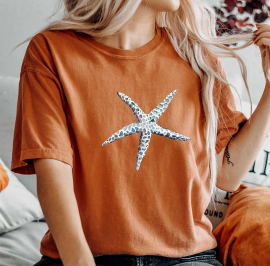 Comfort Colors Celestial Starfish Shirt, Top, Animals T-Shirt, Comfy Oversized Boho Shirt