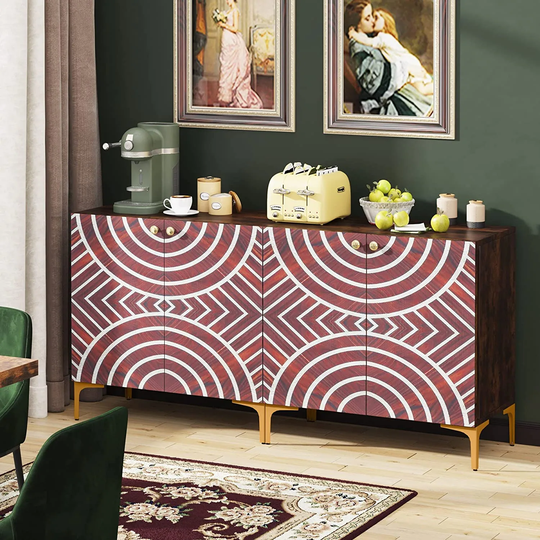 Set of 2 Sideboard Buffet Cabinet, Modern Coffee Cabinet Station - 2PCS