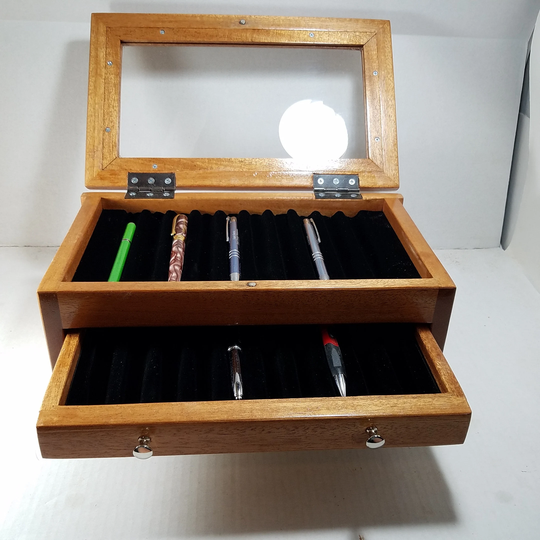 30P Solid African Mahogany Wood Pen Box, | Op0354, 0372, 0332 Am 30 Item Pen/Pencil Box, Presentation Gift Pen Collector