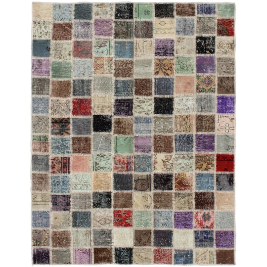 ECARPETGALLERY Hand-knotted Color Transition Patchwork Multi Wool Rug - 4'8 x 6'8