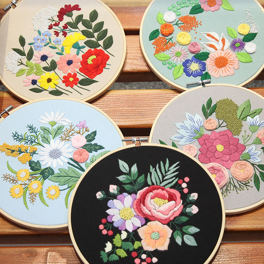 Embroidery Kit For Beginner Floral, Diy Beginner, Modern With Pattern, Embroidery Cross Stitch, Gift Her